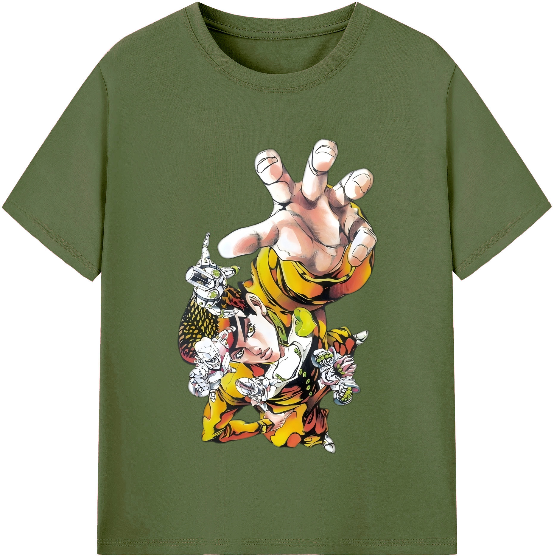 （画像用） ジョジョの奇妙な冒険 ひがしかた じょうすけ JoJo's Bizarre Adventure Higashikata Josuke 綿100％半袖Tシャツ（フロントプリント）